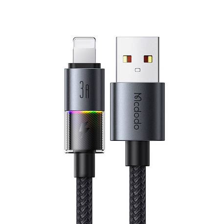 Кабель McDodo USB-A to Lightning Cable with 7 Colorful Lights 1.2m CA-8170 Black, фото 1