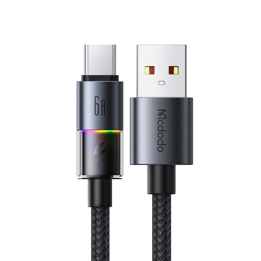 Кабель McDodo USB-A to USB-C Cable with 7 Colorful Lights 1.2m CA-8180 Black