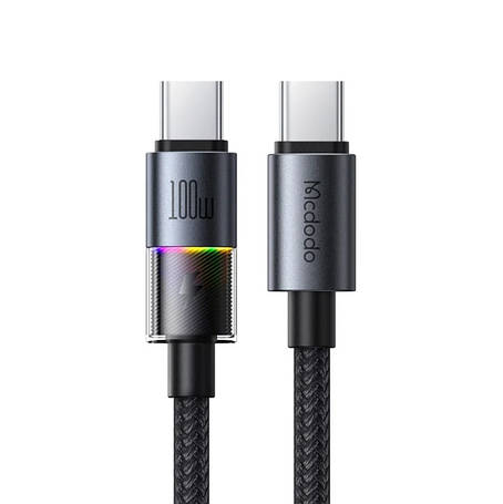 Кабель McDodo USB-C to USB-C Cable with 7 Colorful Lights 1.2m CA-8200 Black, фото 1