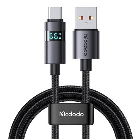 Кабель McDodo Horizontal LED Display 6A USB-A to USB-C Data Cable 1.2m CA-6520 Black, фото 1