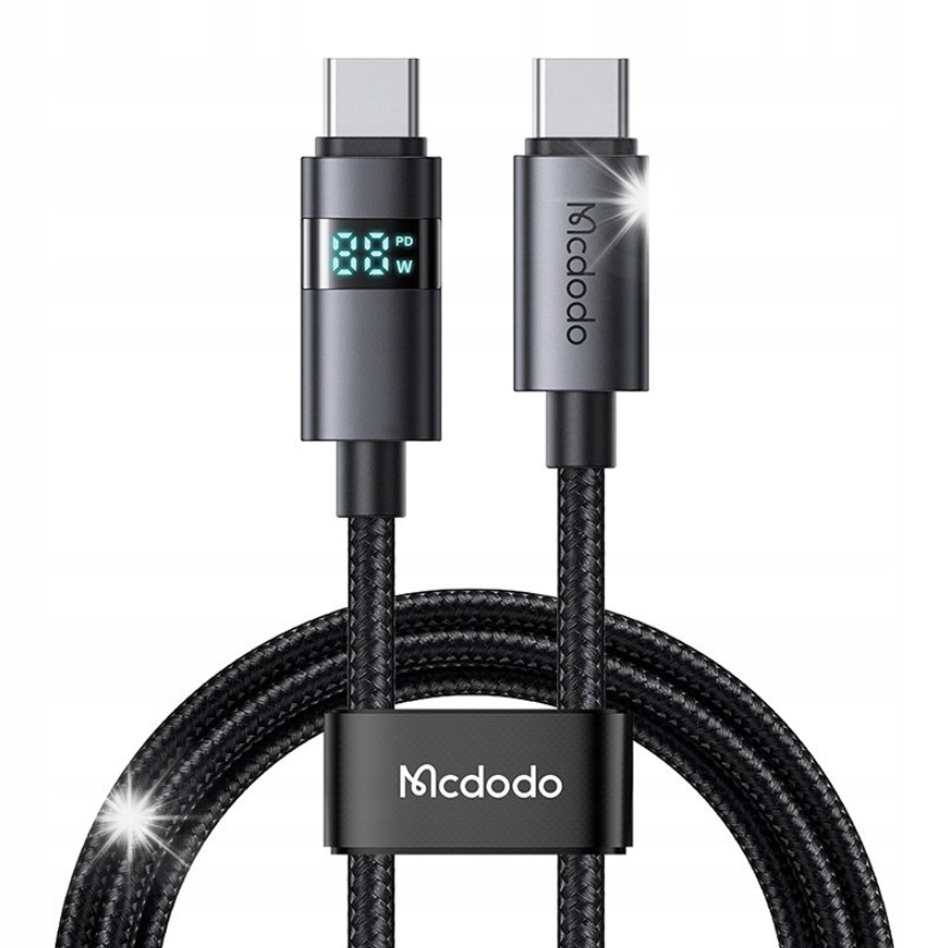 Кабель McDodo Horizontal LED Display 100W USB-C to USB-C Data Cable 1.2m CA-5610 Black