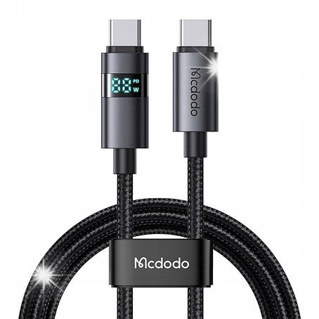 Кабель McDodo Horizontal LED Display 100W USB-C to USB-C Data Cable 1.2m CA-5610 Black, фото 1
