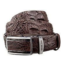 Ремінь-автомат CROCODILE LEATHER з натуральної шкіри крокодила Коричневий (18240)