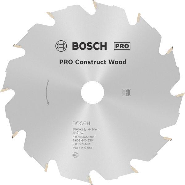 Пиляльний диск по дереву Bosch Construct Wood (160x20/16x2.6 мм) (2608640630), фото 1