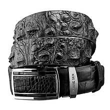 Ремінь-автомат CROCODILE LEATHER з натуральної шкіри крокодила Чорний (18239)