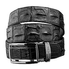 Ремінь-автомат CROCODILE LEATHER з натуральної шкіри крокодила каймана Чорний (18236)