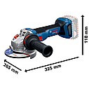 Акумуляторна кутова шліфувальна машина Bosch GWS 18V-11 S (18 В, без АКБ) (06019N4000), фото 3