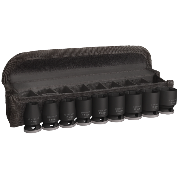 Набір ударних головок Bosch PRO Standart (3/8", 7-19 мм, 28-30 мм, 9 шт.) (2608003036), фото 1