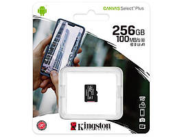 Картка пам'яті Kingston microSDXC 256Gb Canvas Select Plus Class10 UHS-I A1 R-100MB/s