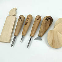 Набір інструментів для мікрорізьби, ліногравюри та гуцульського різьблення STRYI PROFI | 5 предметів, фото 2