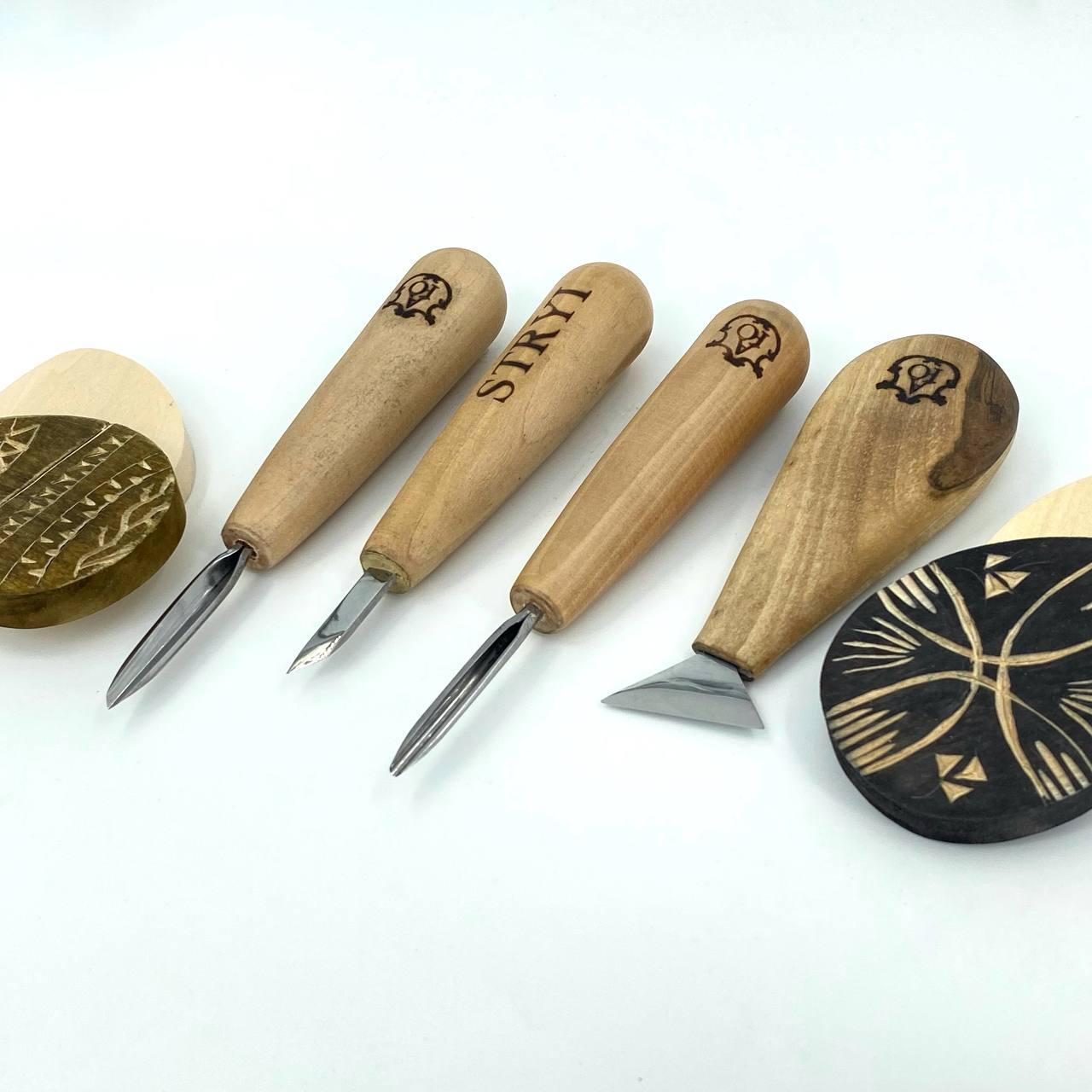 Набір інструментів для мікрорізьби, ліногравюри та гуцульського різьблення STRYI PROFI | 5 предметів, фото 1