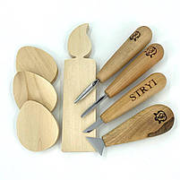 Набір інструментів для мікрорізьби, ліногравюри та гуцульського різьблення STRYI PROFI | 5 предметів, фото 6
