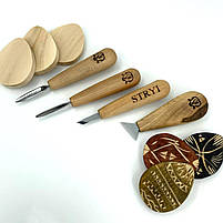 Набір інструментів для мікрорізьби, ліногравюри та гуцульського різьблення STRYI PROFI | 5 предметів, фото 9