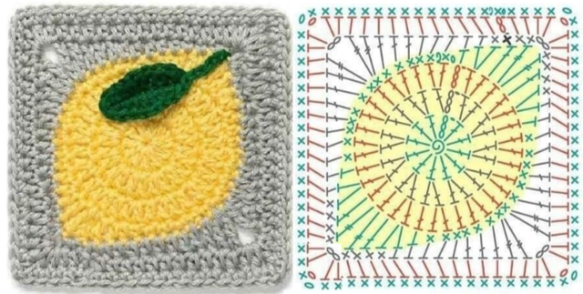 бабусин квадрат мотив лимон