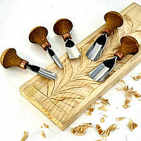 Набір штихелів для рельєфного та декоративного різьбленя по дереву STRYI Profi 6 шт, фото 6