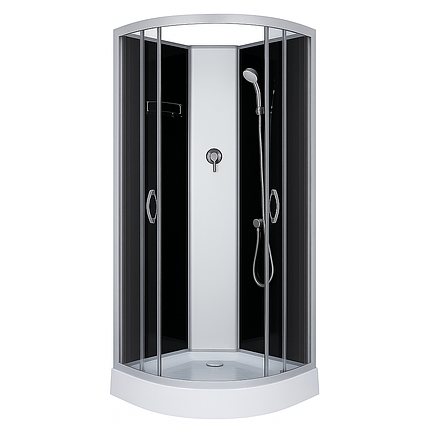 Душовий бокс KO&PO 6022 G 90х90х200 см на низькому піддоні без даху сатин скло тоноване розсувні двері, фото 1
