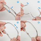 Goowin 24 шт. Кільця для душової шторки, овальні гачки, що защіпаються, з нержавіючого металу, нікель, фото 7