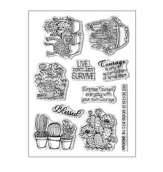 Набір силіконових штампів для скрапбукінгу Кактуси і написи CHT141