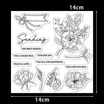 Набір силіконових штампів для скрапбукінгу Квіти і написи CHT182