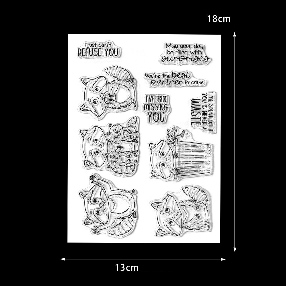 Набір силіконових штампів для скрапбукінгу Єноти CHT183, фото 1