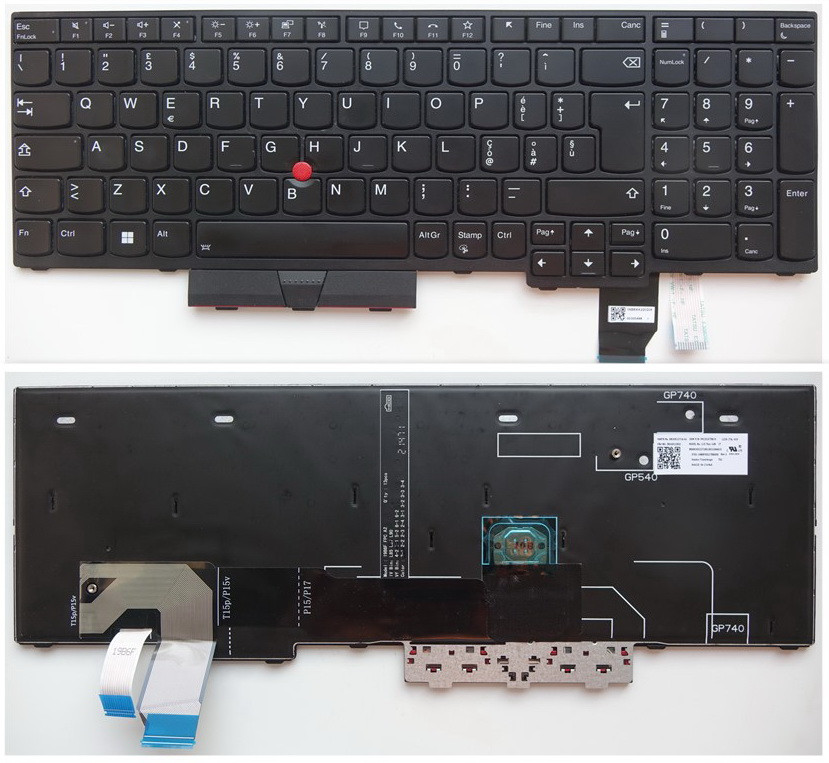 Оригінальна клавіатура Lenovo T15p, P15v, P15, P17, Gen 1, Gen 2, Gen 3 (US, Black, Підсвічування, Pointstick), фото 1