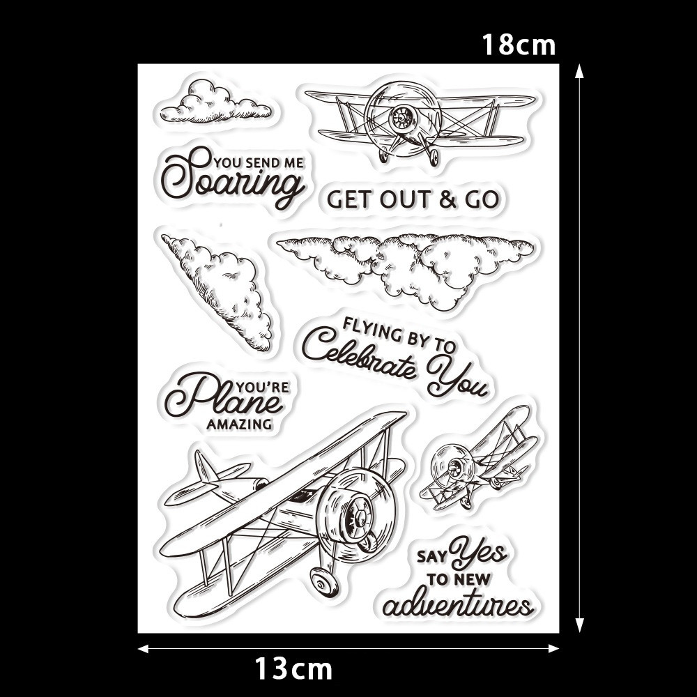 Набір силіконових штампів для скрапбукінгу Літак CHT184, фото 1