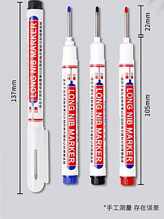 Синій будівельний маркер з довгим носиком 20 мм