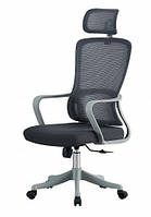 Офісне комп'ютерне крісло сірого кольору Страйк із повітропроникною сітчастою спинкою для персоналу Мікс Мебель