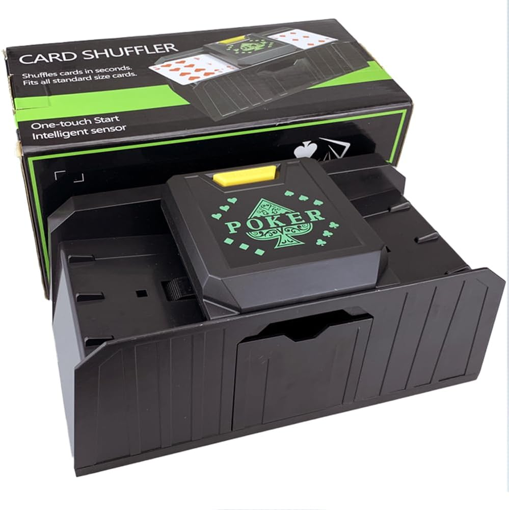 TCOINERY Потужний автоматичний шафлер для карт (1-2 колоди, до 9.7см), USB/батарея - Велика ємність, фото 1