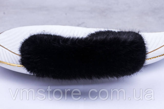 Чорний хутряний обруч для волосся