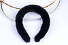 Обруч хутряний для волосся, чорний однотонний обідок, фото 6