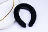 Обруч хутряний для волосся, чорний однотонний обідок, фото 3