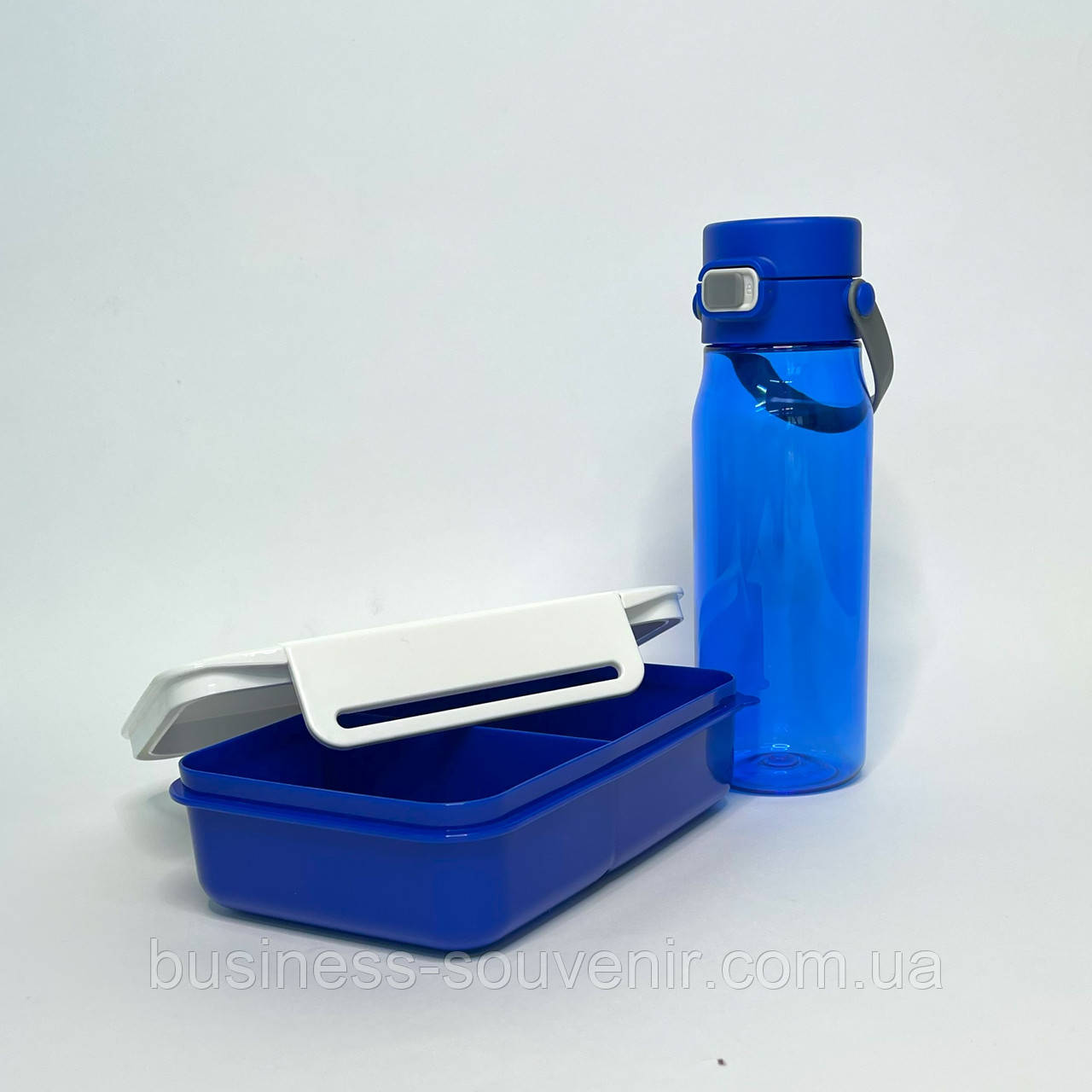 Корпоративний подарунковий набір: ланч-бокс 950 мл + пляшка для води 640 мл, брендінг логотипу (УФ-друк, тамподрук), мінімальне за, фото 1