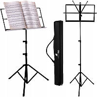 Складаний пюпітр стійка для нот з чохлом Malatec регульована висота 3 рівня 65 - 90 - 123 см Чорний (1307)