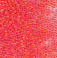 Бісер чеський Preciosa 91070, прозорий райдужний, червоний (10 г)