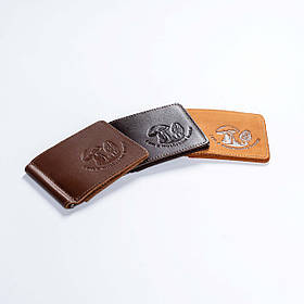 Затискач для грошей шкіряний Acropolis "Гриби" 11.5x8.5 см, натуральна шкіра, для грибника