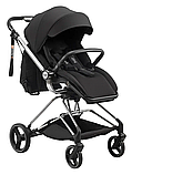 Коляска 2 в 1 Bair Moon Silver Edition MS-01 чорний, фото 4