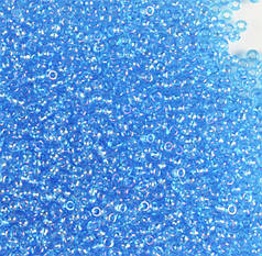 Бісер чеський Preciosa 61030, прозорий райдужний, блакитний (10 г)