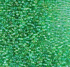 Бісер чеський Preciosa 51100, прозорий райдужний, зелений (10 г)