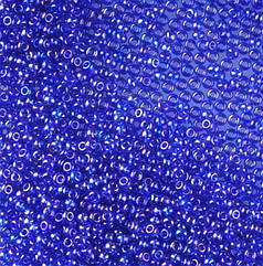 Бісер чеський Preciosa 31080, прозорий райдужний, синій (10 г)