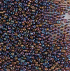 Бісер чеський Preciosa 11140, прозорий райдужний, темно-коричневий (10 г)