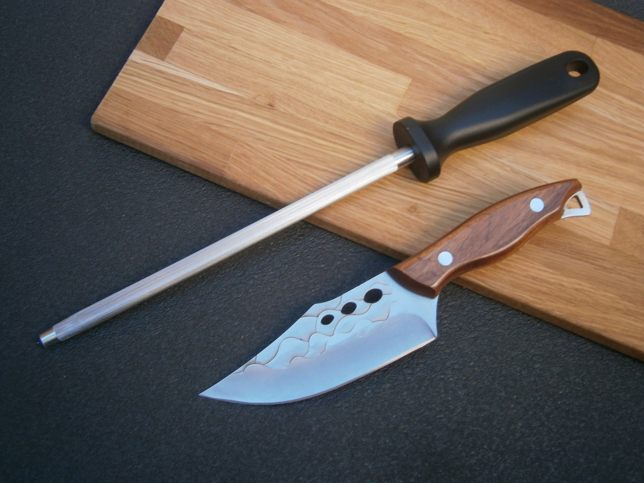 Ніж кухарський Sakuri Рremium Lux RT-6802 фултанг 22 см + Мусат для заточування та правки ножів Chef CKS-328, фото 1