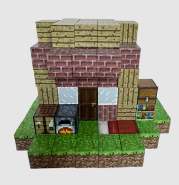 Майнкрафт конструктор магнітний Minecraft Magnetic Cube «Хатина з цегли» 122 кубиков, фото 1
