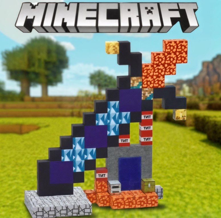 Майнкрафт конструктор магнітний Minecraft Magnetic Cube «Гігантський Меч» 128шт, фото 1