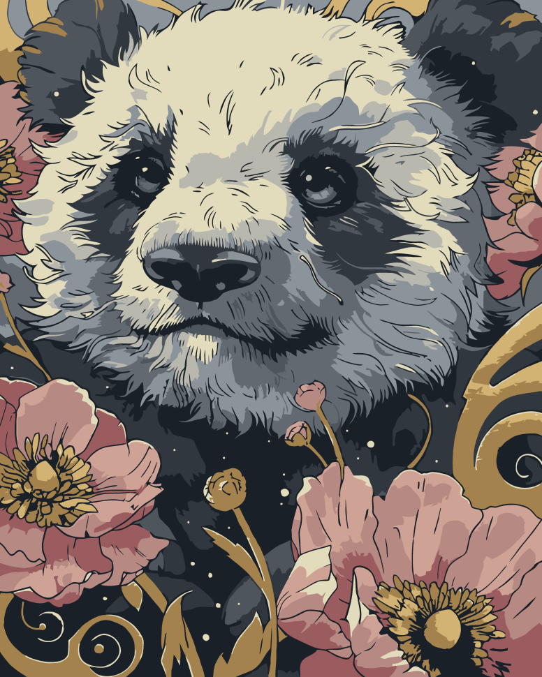 Картина за номерами 40х50 см. Квіткова пандочка AC11697, фото 1