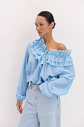 Жіноча блуза з рюшами на горловині