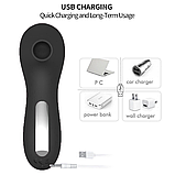 Кліторальний стимулятор з вакуумом, Чорний вібратор для сосків та клітора, Інтимні іграшки, фото 4