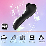 Кліторальний стимулятор з вакуумом, Чорний вібратор для сосків та клітора, Інтимні іграшки, фото 7