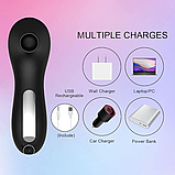 Кліторальний стимулятор з вакуумом, Чорний вібратор для сосків та клітора, Інтимні іграшки, фото 8