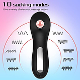 Кліторальний стимулятор з вакуумом, Чорний вібратор для сосків та клітора, Інтимні іграшки, фото 9
